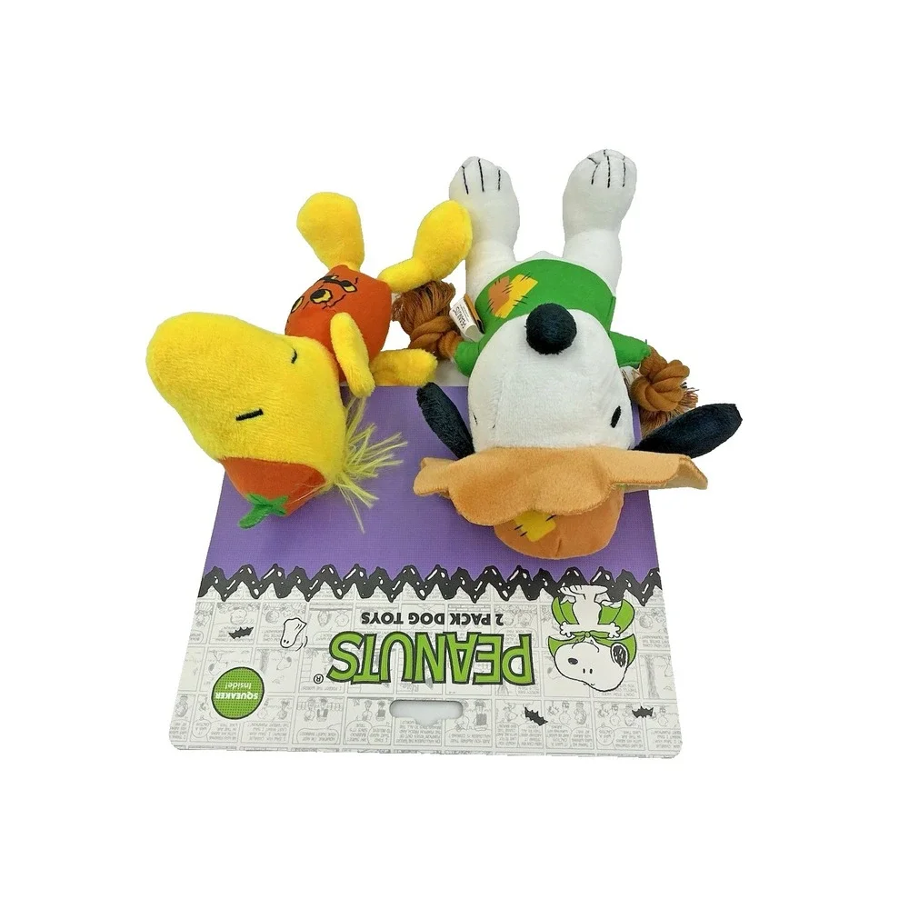Snoopy Woodstock Halloween Plush Dog Toys 2Pack Peanuts Jack O Lantern Scarecrow